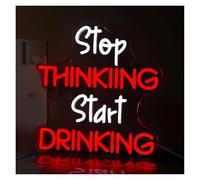 XENITE Luci al Neon Da Parete Insegna Al Neon Stop Thinking Start Drinking Luce LED Dimmerabile, Adatta Per Bar, Ristoranti, Decorazioni Per Camera Da Letto, 34.2cmх33.5cm