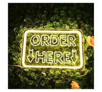 XENITE Luci al Neon Da Parete Order Here Insegna Al Neon LED Per Decorazioni Da Parete Alimentata Tramite USB Per Ristoranti Negozi Bar Affari Illuminati 30cm×20cm