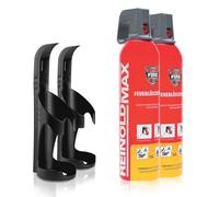 Xenotec Spray antincendio premium - 2 x 750 ml - 2 supporti da parete - Stopfire - estintore auto - Reinoldmax - incluso supporto da parete nero - riutilizzabile
