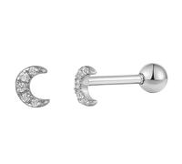 XENOX® Piercing orecchini - Piercing a luna in argento sterling 925 di alta qualità, Eine Größe, Argento sterling, Zirconia cubica