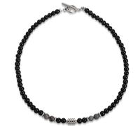 XENQITO 1 Pcs Collana Uomo con Perline in Pietre Naturali di Occhio di Tigre Ossidiana Ematite Collana in Pietre e Cristalli con Perle Gemme per Reiki Guarigione Collana in occhio di Tigre e Ossidiana