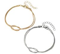 XENQITO 2 Pezzi Nodo Bracciale Oro Argento, Bracciali Partner, Bracciale Coppia, Bracciale Nodo D'amore, Bracciali Coppia, Regali Coppie, Bracciale Abbinato Per Coppia Amicizia Relazione (Bicolore)