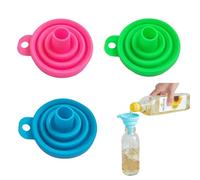 XENQITO 3 Pezzi Imbuto Pieghevole in Silicone, Imbuto per Marmellata e Liquidi, Gadget da Cucina Portatile (Blu, Verde, Rosa)