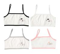 XENQITO 4 Pezzi Reggiseno Top Bimba Bambina Brassiere Reggiseno Basic in Cotone per Ragazza Top Bambina Reggiseno da Allenamento Basic Intimo Reggiseno in Cotone per Top Ragazza 7-14 Anni(4 Colori)