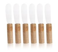 XENQITO 6 Pezzi Coltelli da Burro in Acciaio Inox, Piccoli Coltelli da Formaggio con Manico in Legno, Coltelli da Cucina da Spalmare per Snack Marmellata Pane Panna Burro Formaggio Cremoso