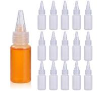 XENQITO Set di 16 Bottigliette Squeeze in Plastica Trasparente 20ml - Dispenser Vuoti per Condimenti come Olio, Ketchup, Senape, Maionese e Salse con Tappo per un Dosaggio Facile ed Igienico