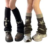 XEPST 2 Paia Scaldamuscoli da Donna in Gothic, Kawaii Legwarmer Inverno Stivali Larghi Calza Ragazza Stile Preppy Scaldamuscoli per Cosplay Halloween Feste e Yoga