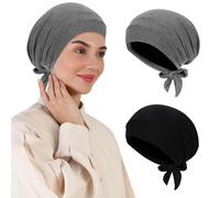 XEPST 2 PZ Hijab Undercap per Le Donne, Islamico Musulmano sotto Hijab cap Raso Foderato Undercap Tie Posteriore Cofano Interno Testa Sciarpa Testa Avvolge Turbanti per Le Donne Chemio Sonno cap, A