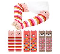 XEPST 3 Pairs Toddler Bambino scaldamuscoli, Simpatico Orso Modello lungo scaldamuscoli Calze al ginocchio Protezione del ginocchio gamba Maniche per i bambini del bambino Toddlers Ragazza 0-3 anni