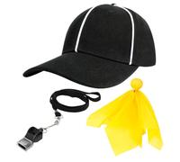 XEPST 3 pz Arbitro Costume Accessori per adulti-Arbitro di calcio Set con Ref Cappello Fischietti Giallo Pena Bandiera Costumi Halloween Cosplay Carnevale