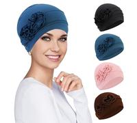 XEPST 4 Pezzi Cappello Donna Turbante Chemio Dormire Berretto Beanie Donne Affette da Alopecia e per Pazienti Oncologici, 4 Colori