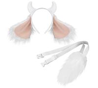 XEPST Animale Capra Costume Set, Orecchie di Capra e la Coda Set con Corna di Capra Fascia e la Coda per Animale Costume Cosplay di Compleanno di Carnevale di Halloween del Vestito Operato del Partito