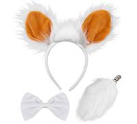 XEPST Animale Pecore Costume Set, Pecore Orecchie e Coda Set con Orecchie di Agnello Fascia coda di Agnello Bowtie per Animale Costume Cosplay Festa di Compleanno Carnevale Halloween Fancy Dress Party