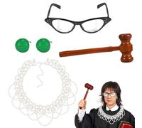 XEPST Giudice Costume Set per le donne-4 pz Giudice Costume Accessori Set con collare falso collana Giudice martelletto Occhiali Orecchini verdi per Halloween Costume Cosplay Carnevale Fancy Dress Up