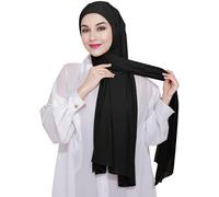 XEPST Instant Hijab per le Donne, Islamico Musulmano Chiffon Hijab con Cravatta Indietro Undercap Morbido Istante Ready to Wear Foulard Turbante Wrap Sciarpa per le Donne, Nero