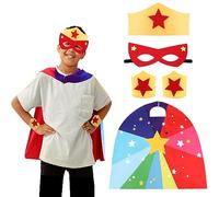 XEPST Set con mantello da supereroe per bambini, con maschera per gli occhi e braccialetti a forma di corona, perfetto per Halloween, carnevale, cosplay, accessori per travestimenti, per bambini dai 4