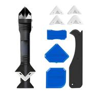 XEPWOLU 9 Pezzi Rimuovi Silicone, Professionale Strumento Per Calafataggio 3 In 1, Spatola Per Silicone Togli E Spatola Raschietto Per Stucco Strumento Con 5 Cuscinetti Sostituibili Sigillante