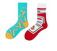 XEPWOLU Calzini Unisex Donna Uomo & Bambini Calze Cotone Con Tanti Design Divertenti Pomodori, Patatine Fritte Regalo Sinistra Destra Diversi