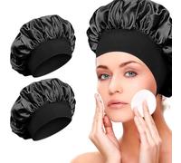 XEPWOLU Cuffia Seta Capelli Ricci, 2 PCS Silk Bonnet,Berretto da Notte Raso Elastico per Dormire Cappello da Notte per Donna Berretto da Notte Raso per Donna Ragazza
