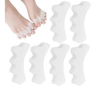 XEPWOLU Separatore Dita Piede-6 pezzi in Silicone, Separadita Piedi Silicone, Divaricatore Dita Piedi per Dita Storte, per il sollievo dal dolore dell’alluce valgo (Bianco, taglia Bambini)