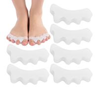 XEPWOLU Separatore Dita Piede-6 pezzi in Silicone, Separadita Piedi Silicone, Divaricatore Dita Piedi per Dita Storte, per il sollievo dal dolore dell’alluce valgo (Bianco, Taglia per adulti)
