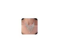 Xerling Collane con frange e nappe con strass argentati e cristalli, collane a bavaglino Bling per matrimonio da sposa girocollo per donne