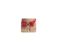 Xerling Collane con papillon rosso da donna, in pizzo, con perline e perle, per Halloween, con rubino e fiocco (rosso)