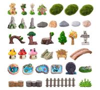 Xerteam 37 accessori per giardino fatato, miniature in resina, paesaggi ornamentali per giardino fatato, stagno di fiume e casa, per fai da te, giardini, decorazioni succulente e bonsai