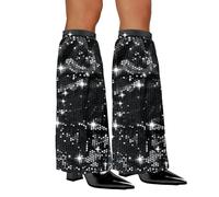 Xerteam Costume da discoteca Abba 70s Abba Costume da discoteca da donna, 1 paio Abba Costume da donna Sequin Leg Covers, vestito da discoteca con glitter Abba per Carnevale, festa a tema, colore nero