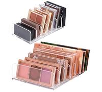 Xespis 2 Pezzi Organizer per Palette, Porta Trucchi Organizer, Organizzatore Trucchi con 7 Scomparti, Organizzatore di Trucco Acrilico, Make Up Organizer per Ombretti, Fard, Cipria