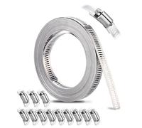 Xespis 5m Fascette Metalliche Stringitubo, con 12 Pezzi Fascetta, en Acciaio Inox 304, Fascette Stringitubo Regolabile, per Tubi di Gas Domestici, Tubi Dell'acqua, Tubi Automobilistici