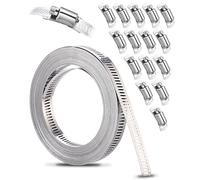 Xespis 6m Fascette Metalliche Stringitubo, Fascetta Stringitubo Inox 304, con 15 Clips, Set Fascette Stringitubo Regolabile, per Tubi di Gas Domestici, Tubi Dell'acqua, Tubi Automobilistici