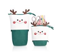 Xespis Astuccio Telescopico, Astuccio Scuola con Zip, Astuccio Portapenne 2 in 1, Astuccio Bambina, Astuccio Legami, Astuccio Cancelleria, per Bambini, Ragazze e Ragazzi(Verde-natalizio)