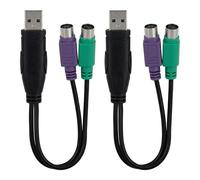 Xevtrak Adattatore PS/2 a USB, convertitore attivo PS2, cavo adattatore tastiera mouse, set di 2 pezzi, nero 0,2 m, doppia femmina a USB maschio, non adattatore HDMI