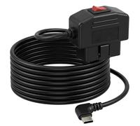 Xevtrak Cavo USB OBD-2 per Dashcam, kit di alimentazione con interruttore modalità ACC, adattatore a USB-C connettore 90 gradi, cavo Dashcam modalità parcheggio automatico e uscita 5 V 3 A, lunghezza