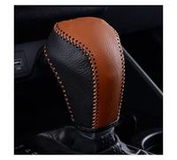 XEXJHQQ Testa Leva Cambio per Hyundai per Tucson 2015-2018 Auto in Pelle Collari del Cambio AT Testa Ingranaggi Pomello della Copertura(Black-Brown)