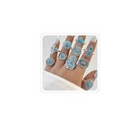 Xeyau Set di anelli occidentali turchesi per donne, abiti da concerto country vintage anelli turchesi gioielli bohémien cowboy cowgirl accessori, Lega di acciaio, Nessuna pietra preziosa