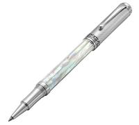 Xezo Maestro - Penna a sfera con tratto fine (0,6 mm), serie Gift of Writing in madreperla, con incisione guilloche, realizzata a mano, serializzata, unica