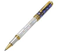 Xezo Maestro Penna Roller, punta fine. Madreperla bianca di origine oceanica e conchiglia Pāua blu con placcatura in platino puro. Realizzato a mano, edizione limitata, numerata