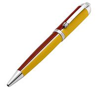 Xezo Penna a sfera Visionary in ottone e alluminio, punta media. Laccato a mano in oro aspen e rosso. Numerato in edizione limitata di 500. Disposizione classica dei colori Art Déco, retrofuturistico