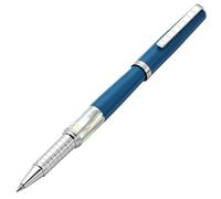 Xezo Speed Master Penna a sfera, punta fine. Blu lapislazzulo opaco con madreperla bianca. Placcata cromo. Corpo leggero in ottone. Nessuna penna uguale.