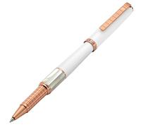 Xezo Speed Master Penna roller Fine. Bianco opaco con madreperla bianca. Placcato oro rosa. Corpo in ottone leggero. Serializzata. Ogni pezzo unico