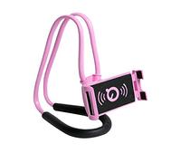 Xfaiz Lazy Supporto per cellulare da appendere al collo con bracci lunghi flessibili, clip di supporto, supporto, rotazione libera a 360 gradi, multifunzione per scrivania, letto, bicicletta (Rosa)