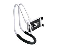 Xfaiz Supporto per cellulare da appendere al collo, flessibile per braccia lunghe e con clip di supporto girevole a 360 funzioni multiple per scrivania, letto, bici e moto (bianco)