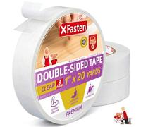 XFasten nastro biadesivo trasparente e rimovibile(25.4mm x 18.28m), confezione da 3 rotoli per nastro adesivo per tappeti e per la lavorazione del legno.