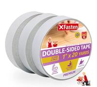 XFasten nastro biadesivo trasparente e rimovibile(25.4mm x 18.28m), confezione da 3 rotoli per nastro adesivo per tappeti e per la lavorazione del legno.