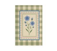 XFATGIA Cottagecore - Decorazione da parete con fiori blu, poster su tela a scacchi, decorazione artistica da parete per soggiorno, camera da letto, 20 x 30 cm