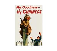 XFATGIA Poster pubblicitario retrò Guinness Bear su tela, decorazione artistica da parete per soggiorno e camera da letto, 60 x 90 cm