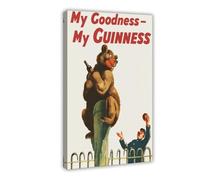 XFATGIA Poster pubblicitario retrò Guinness Bear su tela, decorazione per camera da letto, ufficio, camera da letto, regalo, 50 x 75 cm
