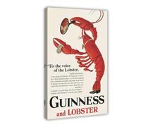XFATGIA Poster pubblicitario retrò Guinness e aragosta, su tela, decorazione per camera da letto, ufficio, stanza, regalo, 30 x 45 cm